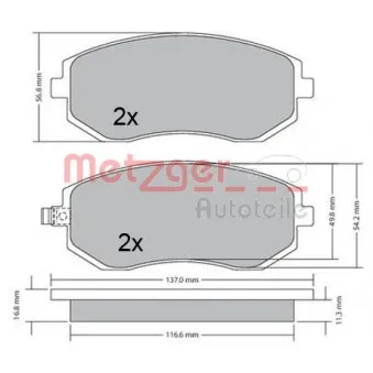Jeu de 4 plaquettes de frein avant METZGER 1170312