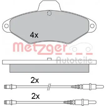 Jeu de 4 plaquettes de frein avant METZGER 1170319