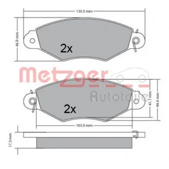Jeu de 4 plaquettes de frein avant METZGER 1170330