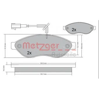 Jeu de 4 plaquettes de frein avant METZGER 1170348