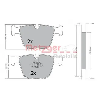 Jeu de 4 plaquettes de frein arrière METZGER 1170356