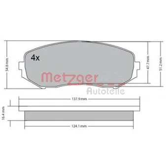 Jeu de 4 plaquettes de frein avant METZGER 1170357