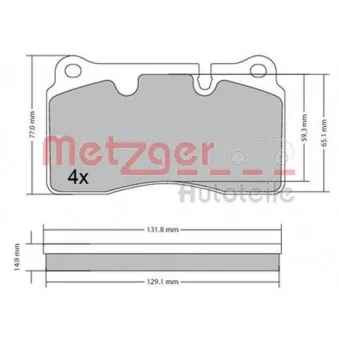 Jeu de 4 plaquettes de frein avant METZGER 1170366