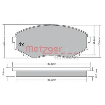 Jeu de 4 plaquettes de frein avant METZGER 1170375