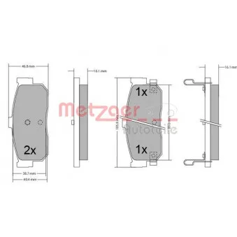Jeu de 4 plaquettes de frein arrière METZGER 1170387