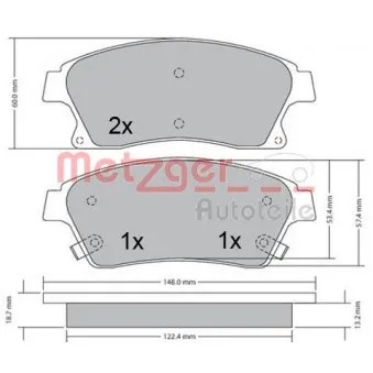 Jeu de 4 plaquettes de frein avant METZGER 1170393