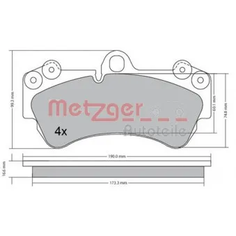 Jeu de 4 plaquettes de frein avant METZGER 1170405
