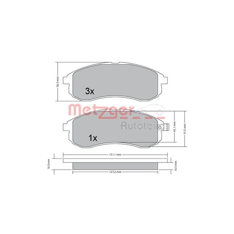 Jeu de 4 plaquettes de frein avant METZGER 1170406