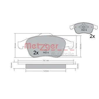 Jeu de 4 plaquettes de frein avant METZGER 1170409
