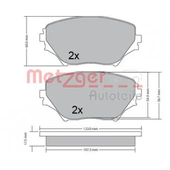 Jeu de 4 plaquettes de frein avant METZGER 1170418