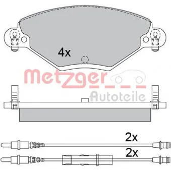 Jeu de 4 plaquettes de frein avant METZGER 1170419
