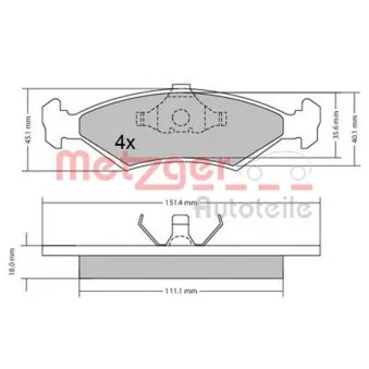Jeu de 4 plaquettes de frein avant METZGER 1170426