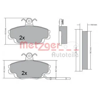 Jeu de 4 plaquettes de frein avant METZGER 1170427