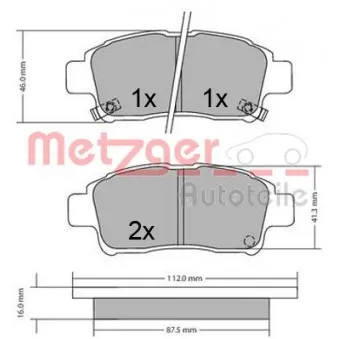 Jeu de 4 plaquettes de frein avant METZGER 1170436
