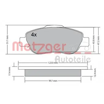 Jeu de 4 plaquettes de frein avant METZGER 1170440