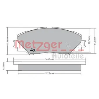 Jeu de 4 plaquettes de frein avant METZGER 1170443