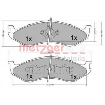 Jeu de 4 plaquettes de frein avant METZGER 1170452