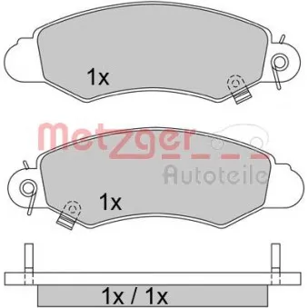 Jeu de 4 plaquettes de frein avant METZGER 1170457