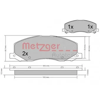 Jeu de 4 plaquettes de frein avant METZGER 1170468