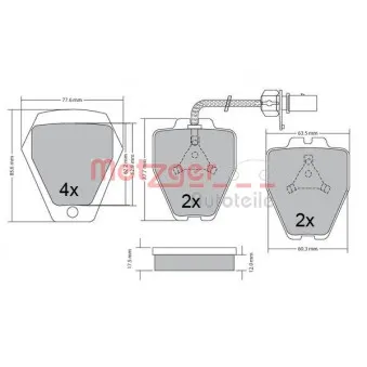 Jeu de 4 plaquettes de frein avant METZGER 1170478