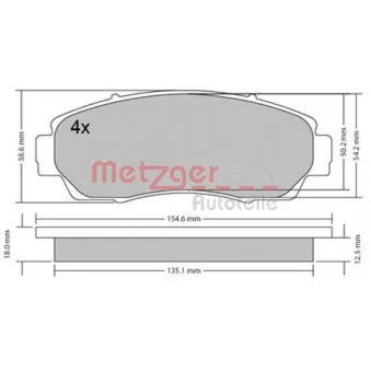 Jeu de 4 plaquettes de frein avant METZGER 1170482