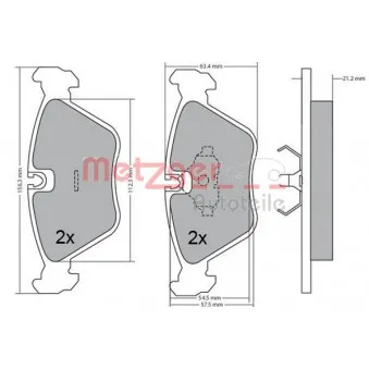 Jeu de 4 plaquettes de frein avant METZGER 1170489
