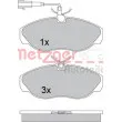 Jeu de 4 plaquettes de frein avant METZGER 1170494 - Visuel 1