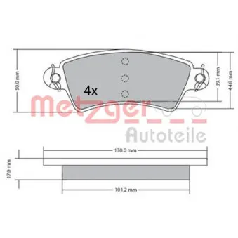 Jeu de 4 plaquettes de frein avant METZGER 1170499