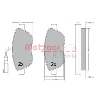 Jeu de 4 plaquettes de frein avant METZGER 1170504