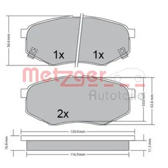 Jeu de 4 plaquettes de frein avant METZGER 1170524