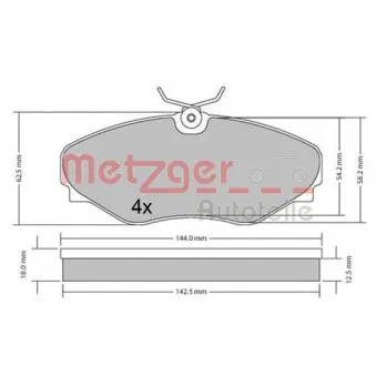 Jeu de 4 plaquettes de frein avant METZGER 1170537