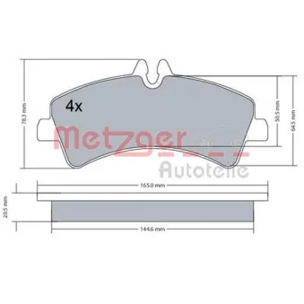 Jeu de 4 plaquettes de frein arrière METZGER 1170543
