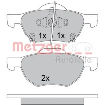 Jeu de 4 plaquettes de frein avant METZGER 1170558