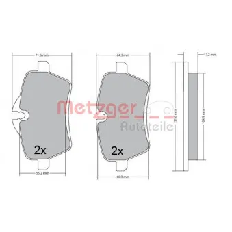 Jeu de 4 plaquettes de frein avant METZGER 1170561