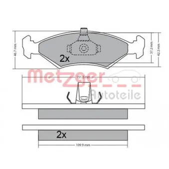 Jeu de 4 plaquettes de frein avant METZGER 1170568