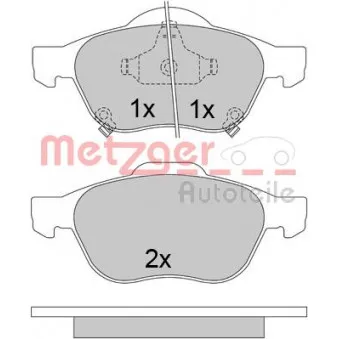 Jeu de 4 plaquettes de frein avant METZGER 1170587