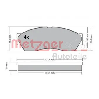 Jeu de 4 plaquettes de frein avant METZGER 1170590