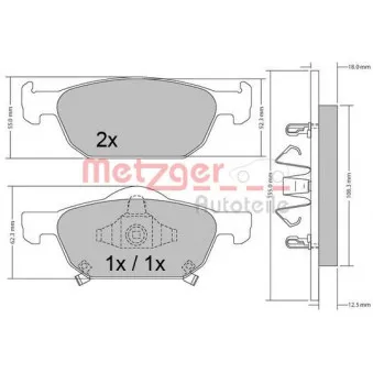 Jeu de 4 plaquettes de frein avant METZGER 1170594