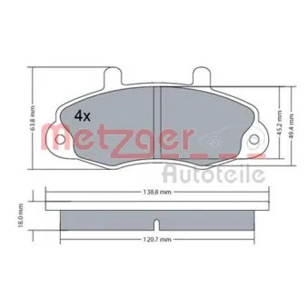 Jeu de 4 plaquettes de frein avant METZGER 1170604
