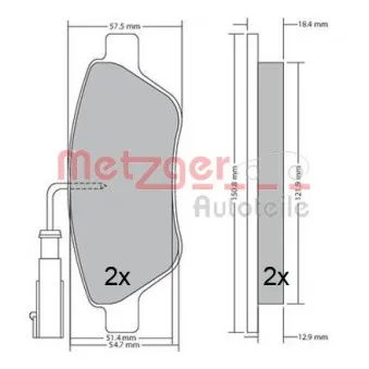 Jeu de 4 plaquettes de frein avant METZGER 1170615