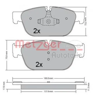 Jeu de 4 plaquettes de frein avant METZGER 1170619