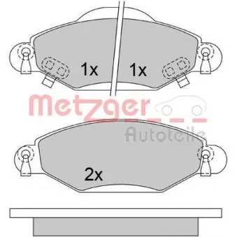 Jeu de 4 plaquettes de frein avant METZGER 1170632
