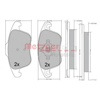 Jeu de 4 plaquettes de frein avant METZGER 1170638