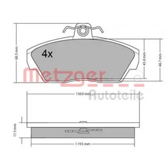 Jeu de 4 plaquettes de frein avant METZGER 1170646