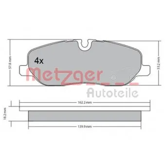 Jeu de 4 plaquettes de frein avant METZGER 1170668