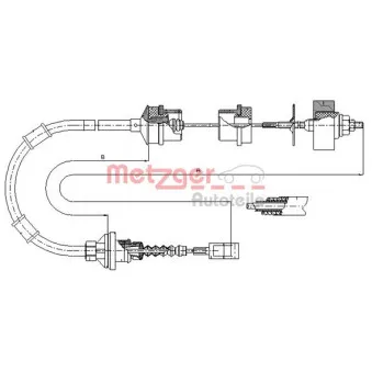Tirette à câble, commande d'embrayage METZGER 1172.8