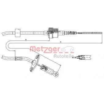 Tirette à câble, commande d'embrayage METZGER 12.7200