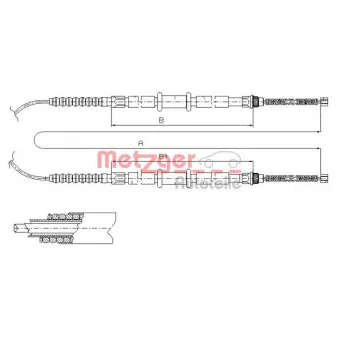 Tirette à câble, frein de stationnement METZGER 1261.3