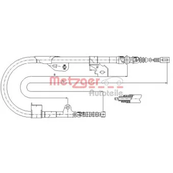 Tirette à câble, frein de stationnement arrière droit METZGER 17.0113