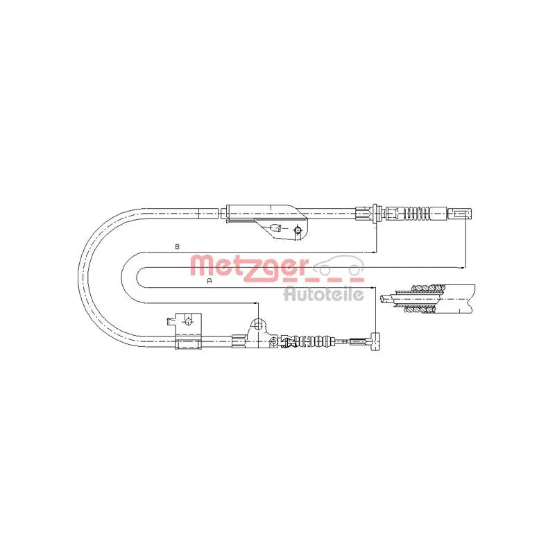 Tirette à câble, frein de stationnement arrière gauche METZGER 17.0236